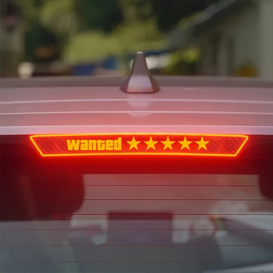 1PC Wanted High-Mounted Brake Light Car Stickers Waterproof DIY Vehicle Tail Light Sticker Carbon Fiber Textured Vinyl Decals