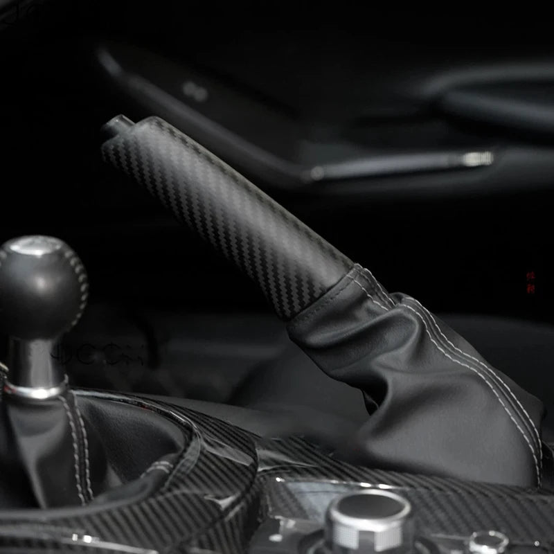 Real Carbon Car Gear Shift Handbrake Knob Trim Car Accessories For Mazda MX-5 Miata ND RF Fiat Abarth 124 Spider 2016-2024