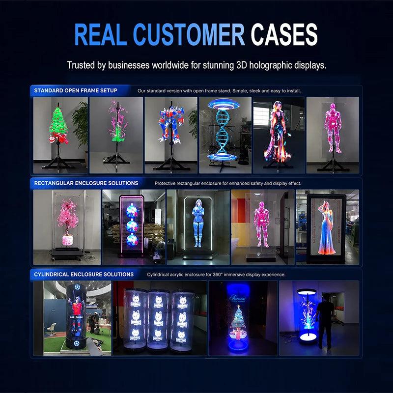 3pcs Hologram Projector Video Wall Synchronization Advertising Hologram Projector 3D LED Fan Display for Event New Year