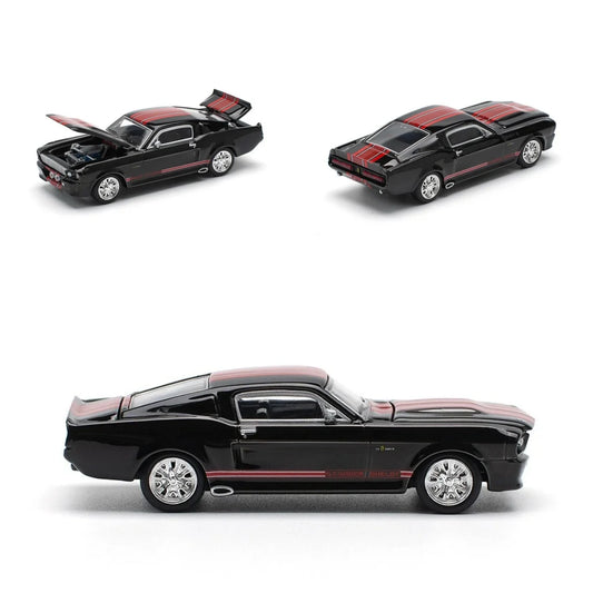 Pop Race 1:64 1967 Mustang GT500 Dark Chrome Diecast Car PR640218 Diecast Model Car