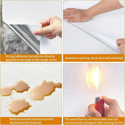 3D Linen Wall Paper Self-Adhesive Bedroom Warm Background Wallpaper Household Decor Waterproof Moisture-Proof Foam Wall Sticker