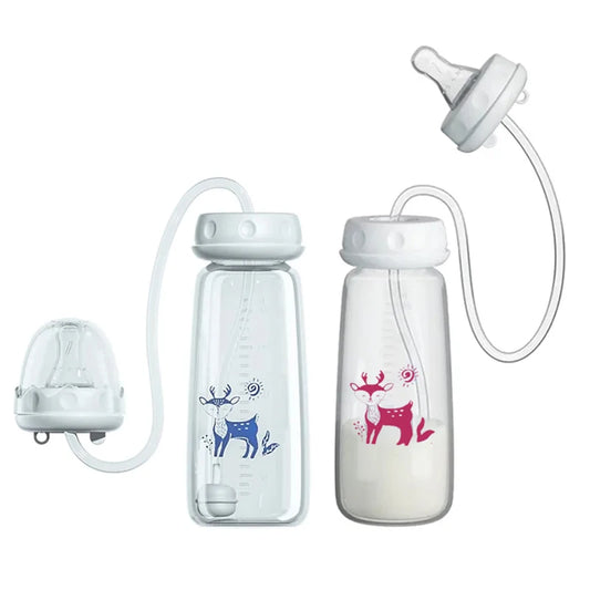 BornBL 3 Month+ Hands Free PP Baby Feeding Bottle with Tube Anti-Colic Nursing System, Bpa Free