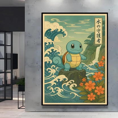 1pc frameless Canvas Paintings Retro Canvas Poster Prints Pokemon Gengar Blastoise Cartoon Character Picture Wall Art Home  Chil
