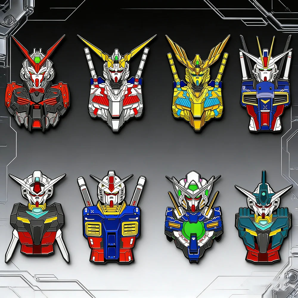 4/8pcs Japanese Anime Mobile Suit Gundam Enamel Pins Cartoon Creative Alloy Brooch Fashion Accessories for Bags And Clothing