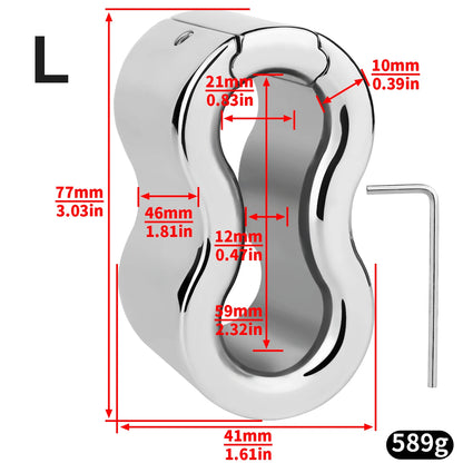 LEZEE Stainless Steel Semen Lock Rings Scrotum Drop Ring Heavy Metal Testicular Stretcher Rings Weight Hanging BDSM Cockring