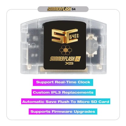 SC64 SummerflashX5 gold cart 64 Open Source N64DD Flash TF Cart SC64 GBC SNES 64DD 5000-in1 Retro Video Game Console Accesories