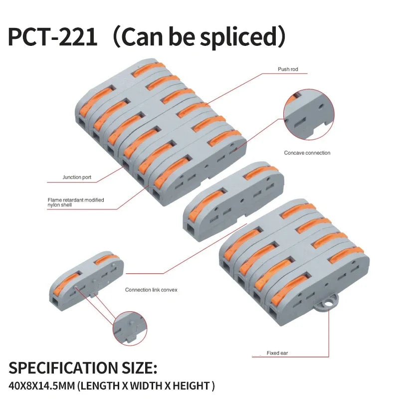 1 In Multiple Out Push-in Electrical Wire Connector Terminal Block Universal Fast Wiring Cable Connectors For Cable Connection
