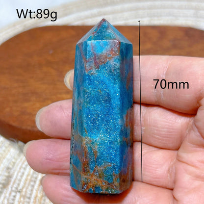 Natural Crystal Blue Flashy Apatite Tower Healing Gemstones High Quality Mineral Reiki Ornament Home Decorations Gift