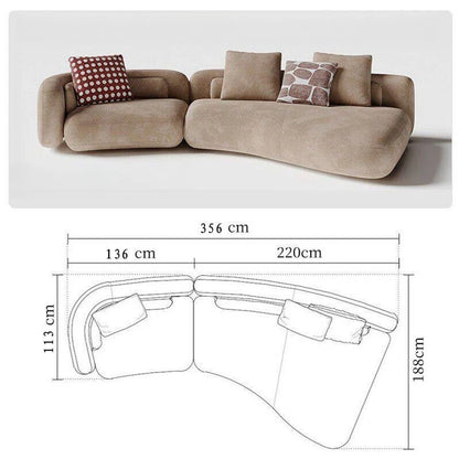 Small Apartment Bezier Sofa, Modern Italian Curved Irregular Fabric Couch, Detachable Washable Straight Row Living Room Sofa
