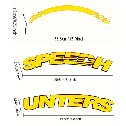 Yellow SPEEDHUNTERS 3D Tire Letter Sticker Car Auto Wheel Decor Decals Water Proof Trendy Vehicle Wheel Styling No Glue Required