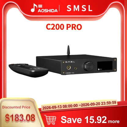 SMSL C200 Pro Decoder Headphone Amplifier USB DAC AMP XMOS XU-316 ES9039Q2M 4*OPA1612A 6.35/4.4mm Headphone Jack Bluetooth 5.1