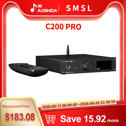 SMSL C200 Pro Decoder Headphone Amplifier USB DAC AMP XMOS XU-316 ES9039Q2M 4*OPA1612A 6.35/4.4mm Headphone Jack Bluetooth 5.1