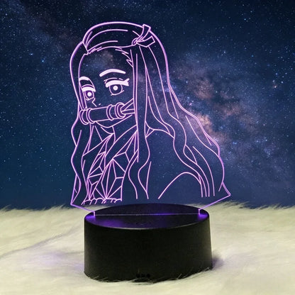 Anime Demon Slayer 3D Illusion Lamp Tanjiro Nezuko Kamado LED Night Light for Demon Slayer Fans Bedroom Decoration Birthday Gift