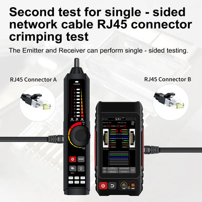 WANGLU 4" Touch Screen UTP Cable Tester PoE VFL OPM TDR Level Meter Test IP Search Scan Tracer in one Network Cable Tool