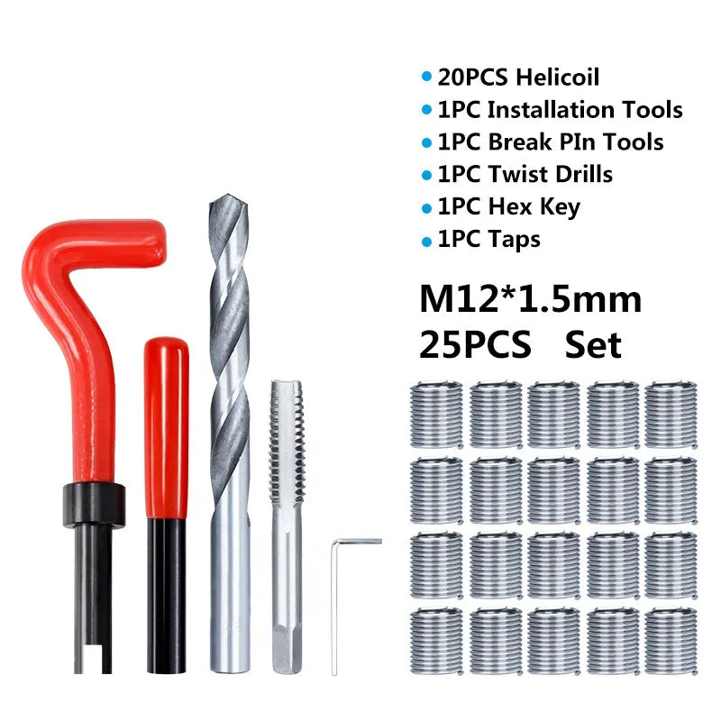 XCAN Thread Repair Kit M3 M4 M5 M6 M8 M10 M12 M14  Screw Thread Inserts For Restoring Damaged Threads Repair Tools Drill Bit