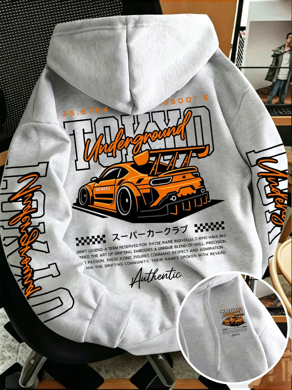 Tokyo JDM Race Car Hoodie Unisex Oversized Double Sided Print Hip Hop Streetwear Pullover Sweatshirt Car Enthusiast Autumn