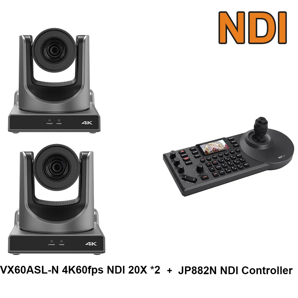 4k60fps NDI POE PTZ Camera 20X Zoom Live Streaming Camera and 1pc NDI PTZ Camera Controller for Video Conference 1-10pcs