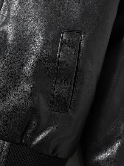 Children's Clothing for Boys, Pu Leather Jacket for Older Kids, Spring and Autumn Motorcycle Style Jacket, Black Baseball Jacket, Pu Leather Jacket in Chocolate Color, Autumn and Winter Jacket