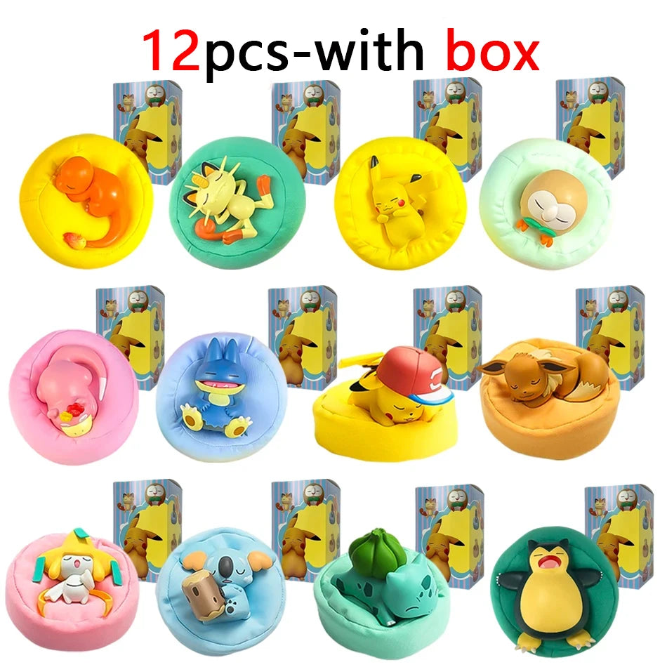 Anime Pokémon Blind Box Model Figure 1-12 Pcs Pikachu Sleep Series Interior Hand Sleeping Position Toys Gift for Sfriends