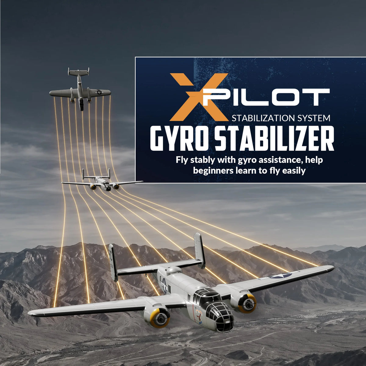 Volantex B25 Mitchell Bomber RC Fighter 2.4G 3CH Double Motor RC Plane One Key Aerobatic Aircraft XPILOT Stabilization