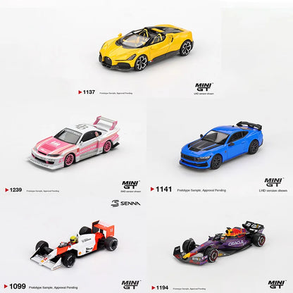 MINIGT 1:64 McLaren MP4/4 #12 Ayrton Senna Bugatti W16 Mistral Oracle Red Bull Racing RB19 #1 Alloy Diecast Car Model Collection