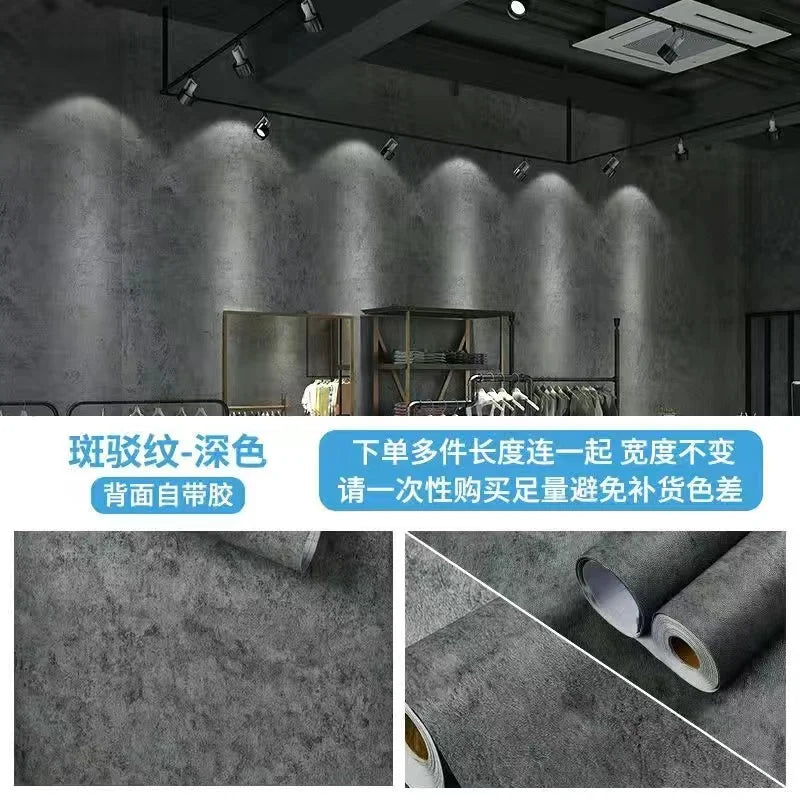 Vinyl Waterproof Self-Adhesive Wallpaper Vintage Cement Gray Wall Contact Paper,Store Bedroom Livingroom Renovation Stickers pvc