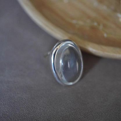 PANJBJ 925 Sterling Silver Geometry Crystal Ring For Women Ellipse Exaggerated Punk Water Drop Open Jewelry Gift Dropshipping