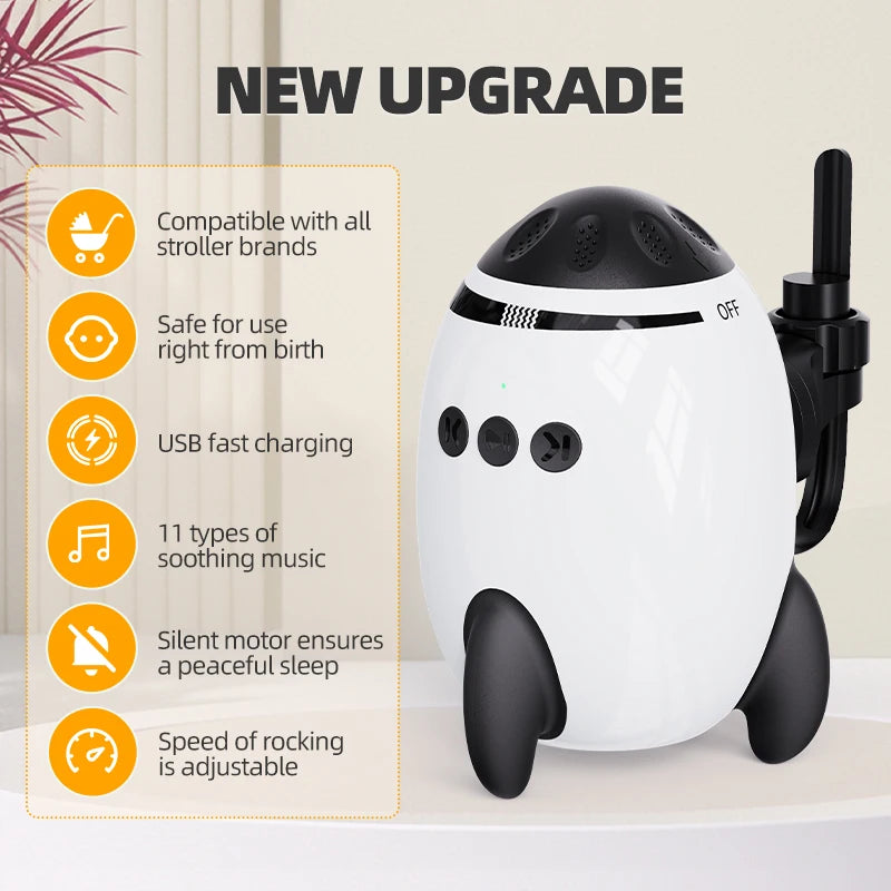 Portable Automatic Baby Rocker Device for Pram Stroller Hands Free Rocking With Soothing