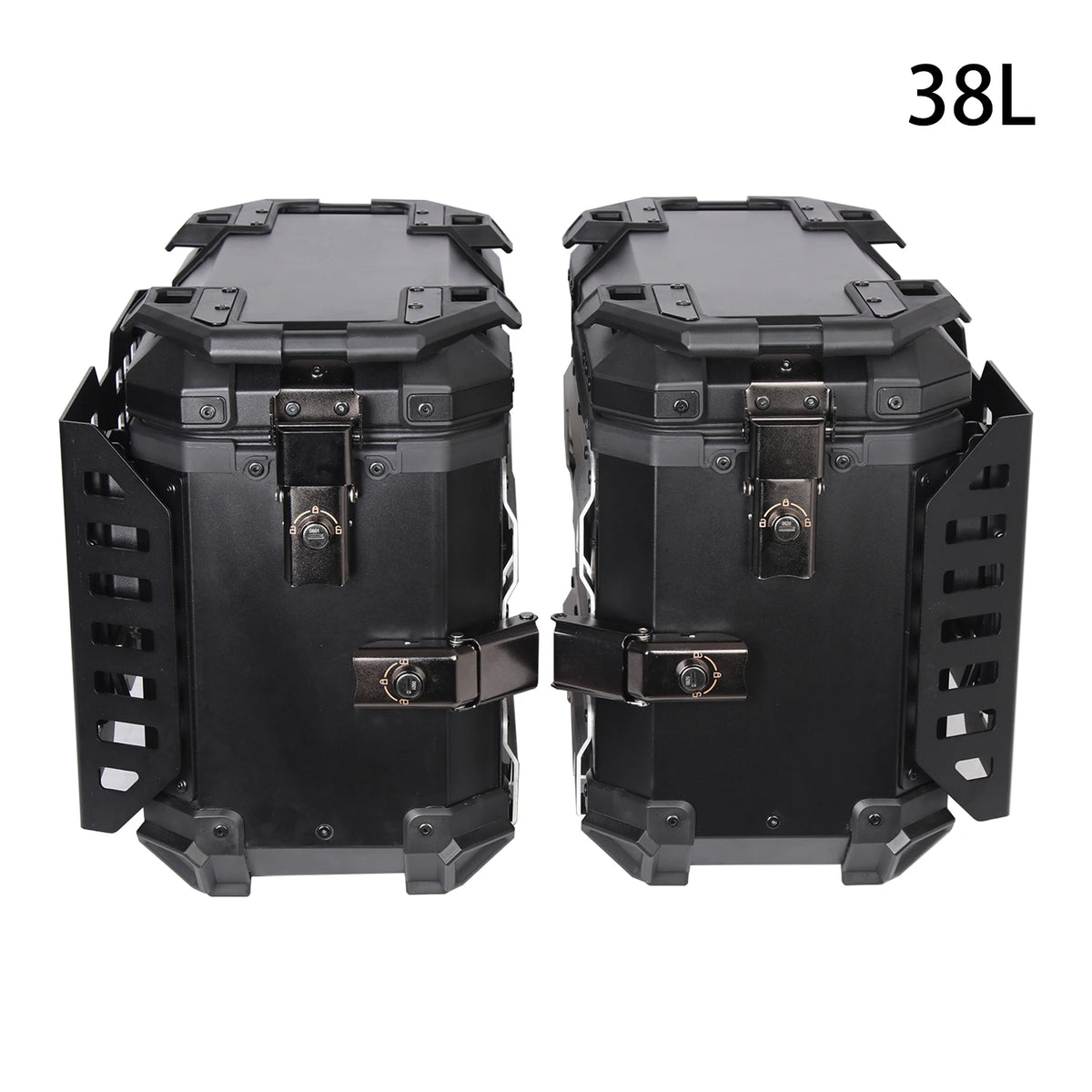 1 Pair 38L Folding Armored Motorcycle Side Box Aluminum Alloy Side Luggage Cases Quick Release Saddlebag Waterproof Toolbox