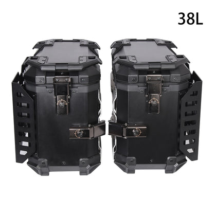 1 Pair 38L Folding Armored Motorcycle Side Box Aluminum Alloy Side Luggage Cases Quick Release Saddlebag Waterproof Toolbox