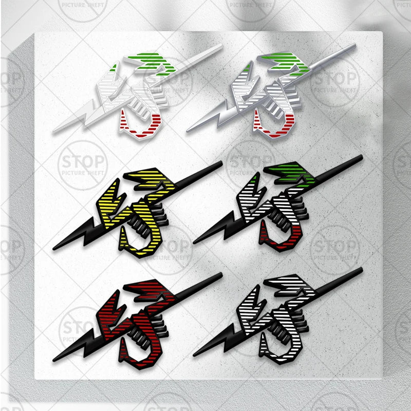 Car Sticker Lightning Scorpion Logo 3D Decal Grille Body Side Badge Rear Trunk Emblem For 500 595 Abarth Punto 695 124 Spider