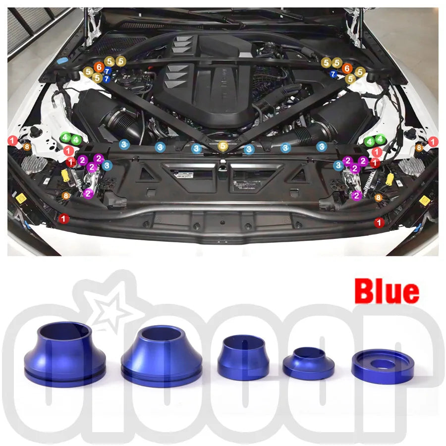 OiOMOTORS Front Bonnet Body Bolts and Nuts Billet Dress Up Hardware Kit for BMW G87 M2 G80 G81 M3 G82 G83 M4