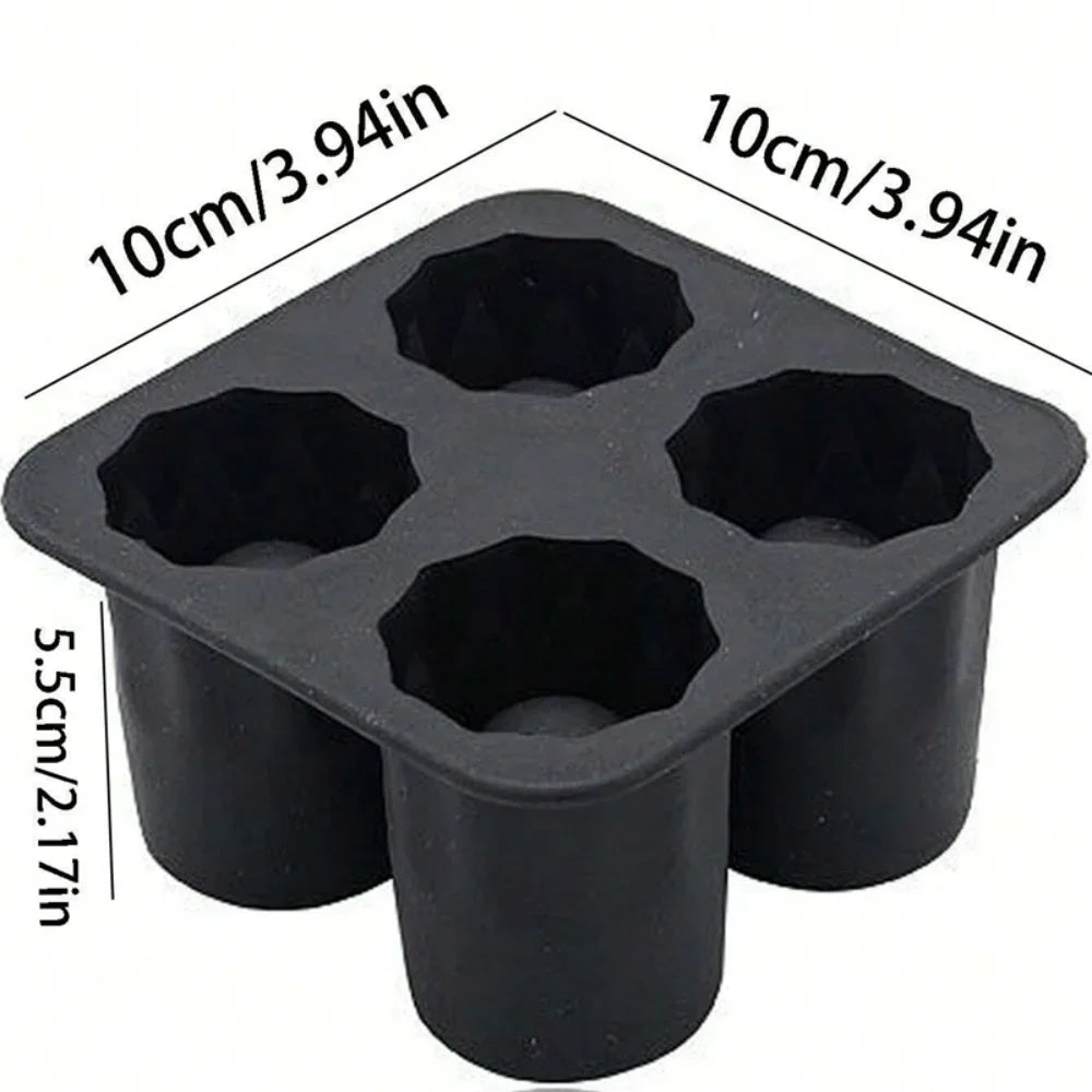 4 Cup Shape Silicone Ice Cube Mold Tray Make Shot Glass Summer Bar Party Frozen Whiskey Beer Cocktail Cold Drinking Kitchen Tool