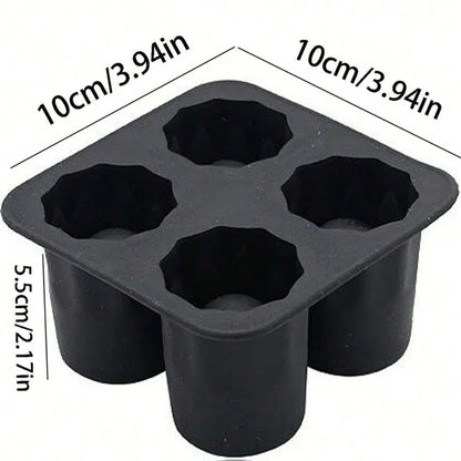 4 Cup Shape Silicone Ice Cube Mold Tray Make Shot Glass Summer Bar Party Frozen Whiskey Beer Cocktail Cold Drinking Kitchen Tool