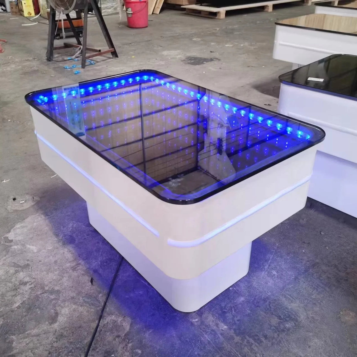 Contemporary Design Luxury LED Infinity Mirror Effect Stainless Steel KTV Table Luminous Bar Table For Night Club Karaoke Room