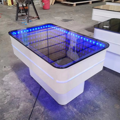 Contemporary Design Luxury LED Infinity Mirror Effect Stainless Steel KTV Table Luminous Bar Table For Night Club Karaoke Room