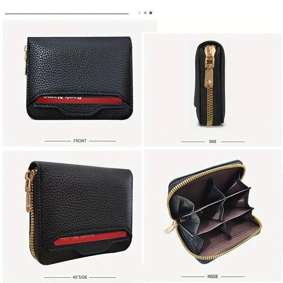 Mini Credit Card Wallet ID Card Holder, Unisex Small Wallet, Thin Zippered Short Coin Purse