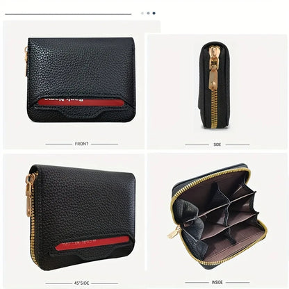 Mini Credit Card Wallet ID Card Holder, Unisex Small Wallet, Thin Zippered Short Coin Purse