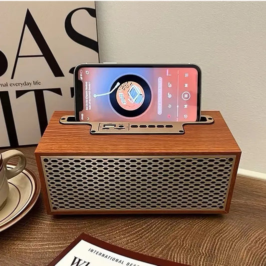 High-End Vintage Wooden Bluetooth Speaker Mini Wireless Portable Desktop Soundbox With Strong Bass Cannon Large Volume