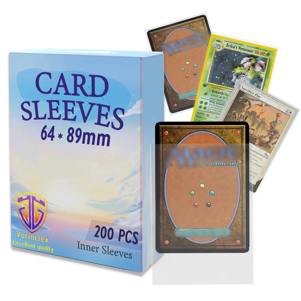 200 PCS Top Loading Board Game Card Sleeves Clear Inner Card Sleeves Perfect Fit MTG/YGO Game Cards Football Cards