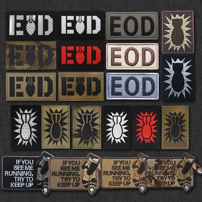 Outdoor Bag Accessories EOD English Pattern Embroidery + Reflective PVC Armband Morale Backpack Hook and Loop Patch