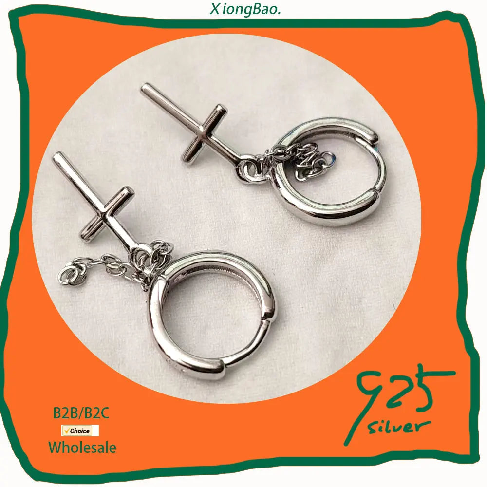 925 Sterling Silver Geometry Asymmetric Earring for Women Girl Simple Office Jewelry Gift Dropshipping