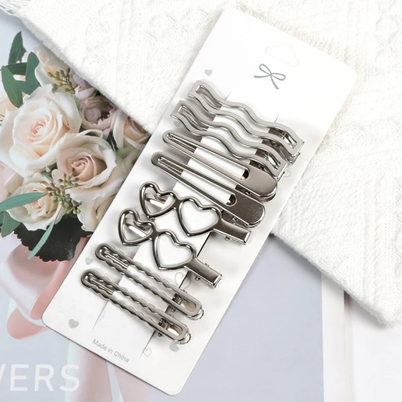 Sliver Color Metal Hair Clips Women Y2K Duckbill Hairpin Personality Headwear Barrettes Hairclip Styling Accessories for Girls