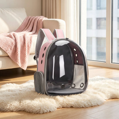 Space Capsule Pet Backpack - Breathable Transparent Travel Carrier for Cats and Small Dogs with Zippers, Portable for Outdoor