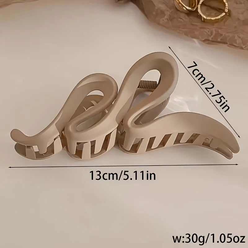 Women'S Matte Wave Hair Clip - Retro Y2K Style, Solid Color Shark Clip - Easy To Knot And Style
