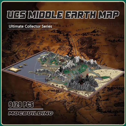 UCS Rings Famous Movie Moc The Middle Earth Map Building Blocks Principal Locations Technology Bricks Display Model Toys Gifts