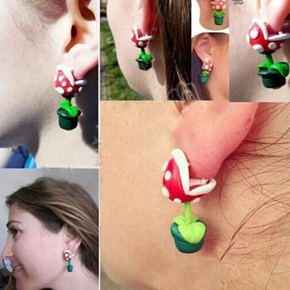 Super Mario Earrings Piranha Plant Funny Anime Creative Game Dangle Jewelry Women Girls Fashion Cute Cartoon Charms Earrings
