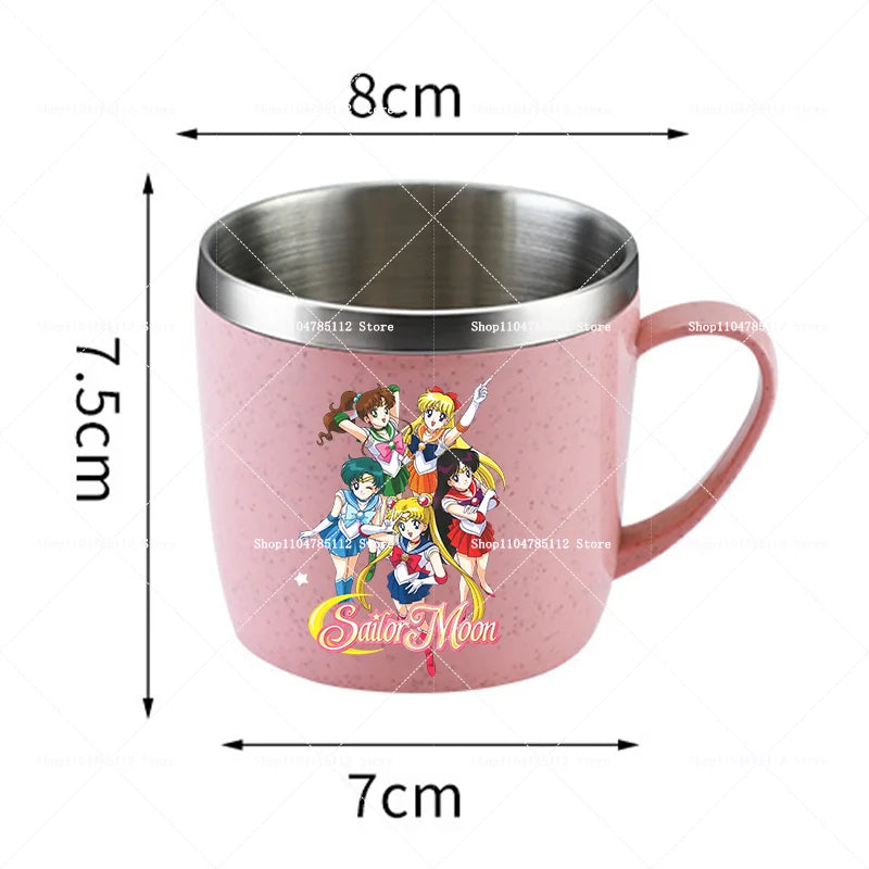 Sailor Moons Stainless Steel Water Cup Women Kawaii Anime Printed Thermo Mug Kid Home Anti-drop Camping Glass Kids Birthday Gift