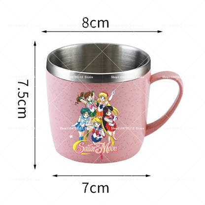 Sailor Moons Stainless Steel Water Cup Women Kawaii Anime Printed Thermo Mug Kid Home Anti-drop Camping Glass Kids Birthday Gift