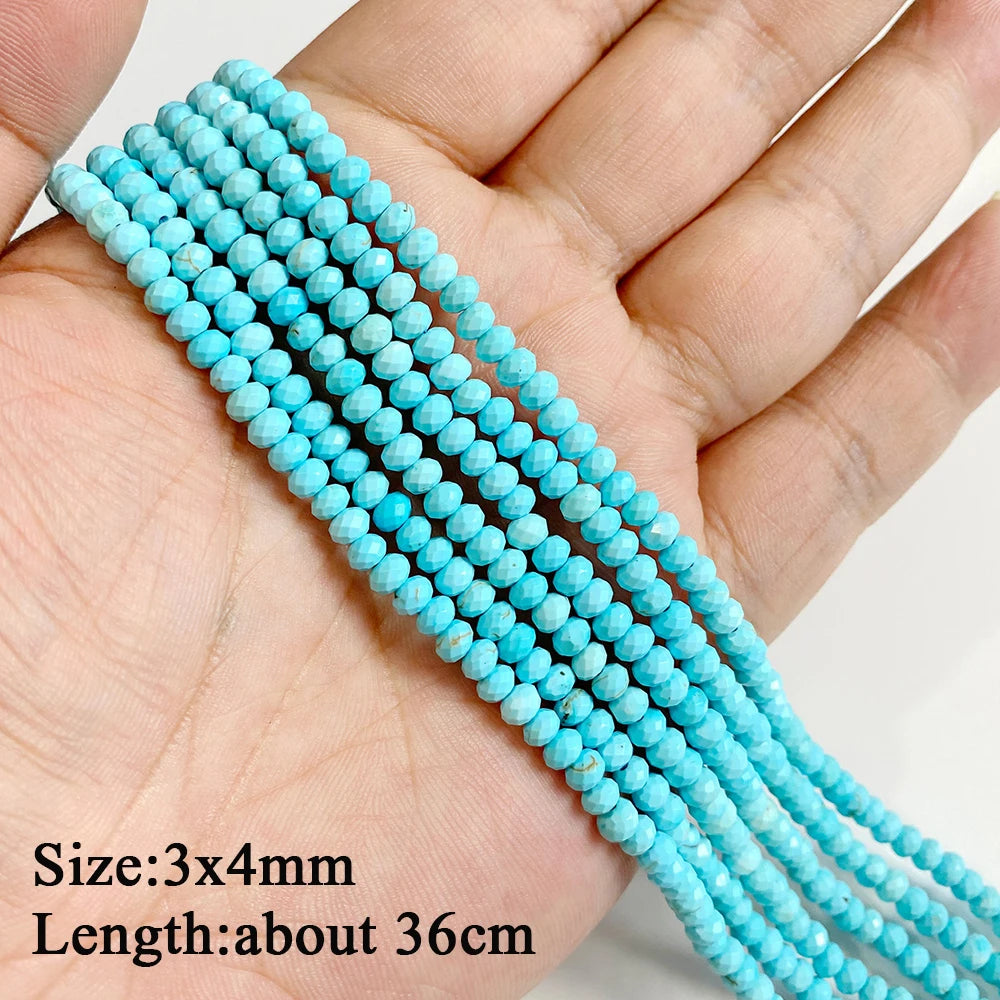 Blue Turquoise Stone Bead Irregular Round Oval Square Heart Loose Spacer DIY Beads Fit Jewelry Making Bracelet Necklace Handmade